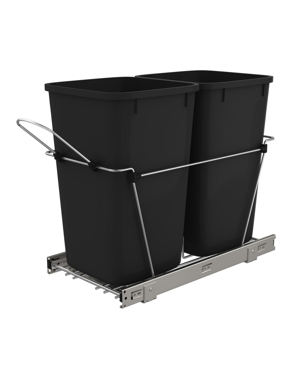 Double Pull Out Trash Can 27 Qt for Kitchen, Black, Rv-15KD-18C S - Black
