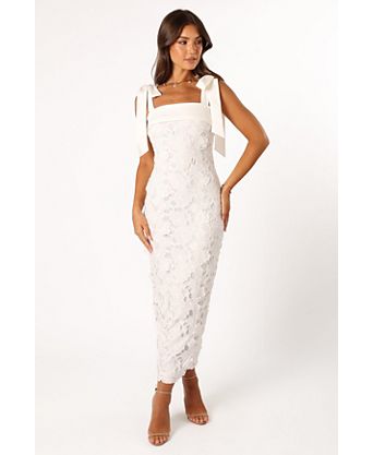 macy's white long dress All Party Dresses adjustable straps White Lace Maxi Dress -