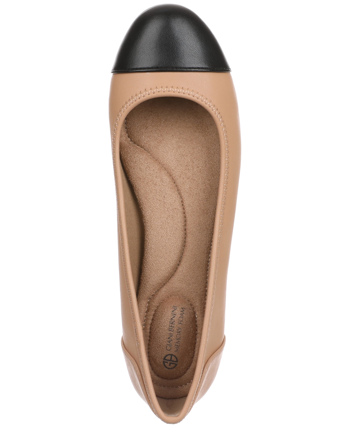 Giani Bernini Women's Taylee Memory Foam Cap Toe Ballet Flats, Created for Macy's -Black