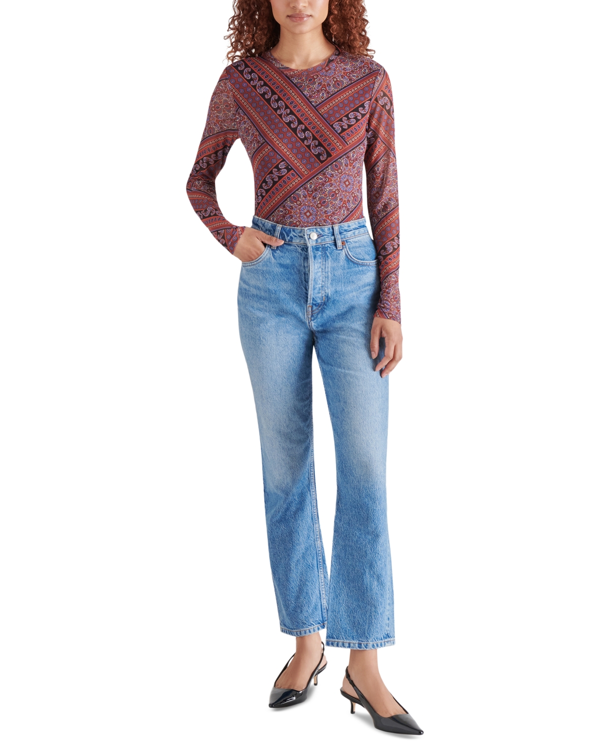 Steve Madden Women's Paisley Long-Sleeve Bodysuit