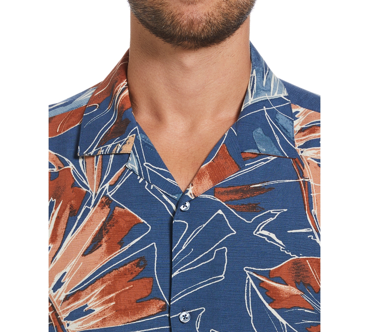 Cubavera Men's Big & Tall Short Sleeve Button-Front Oversized Tropical Print Camp Shirt