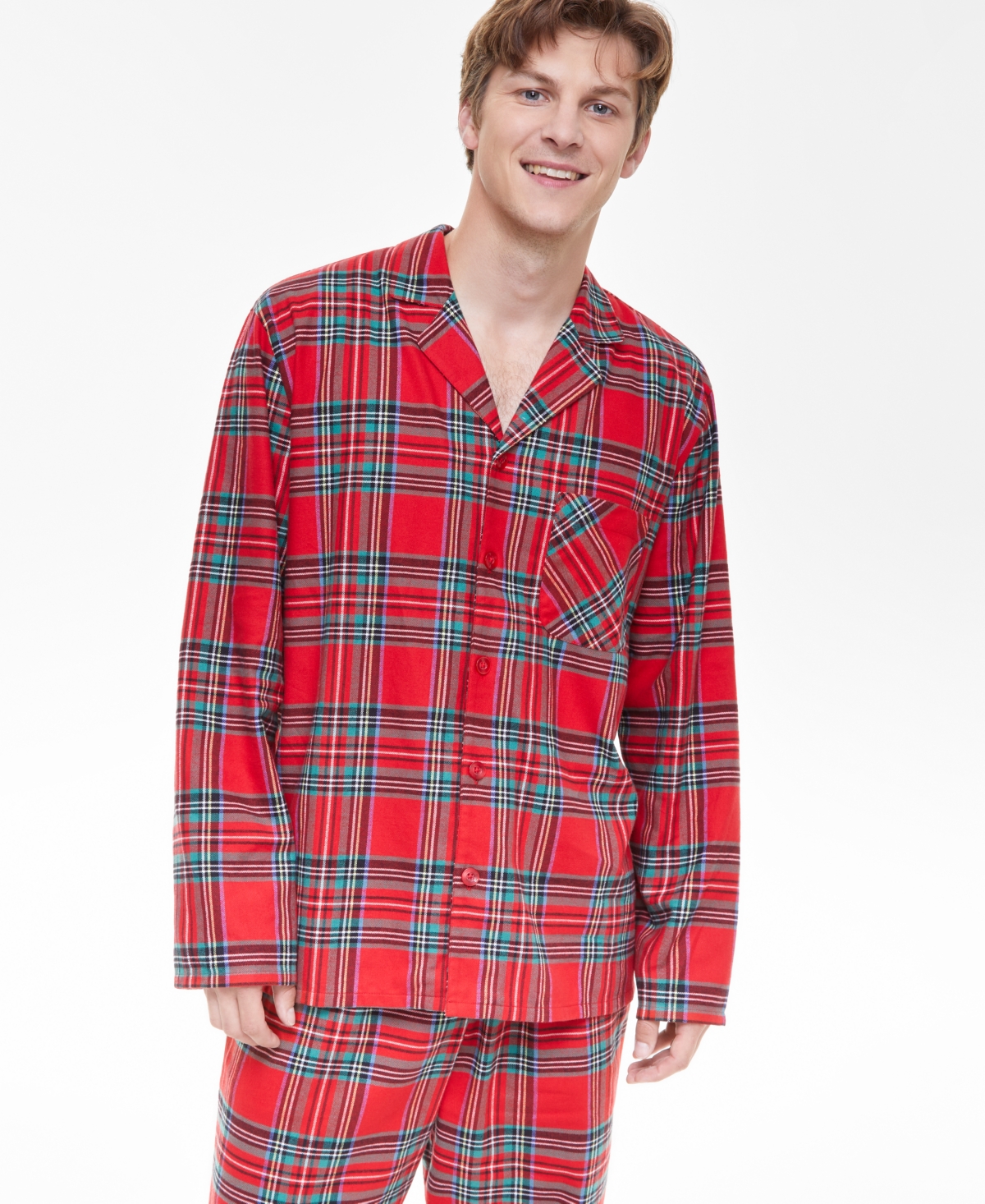 Holiday Lane Men's Brinkley Plaid Notch Collar Matching Family Pajamas Set, Created for Macy's