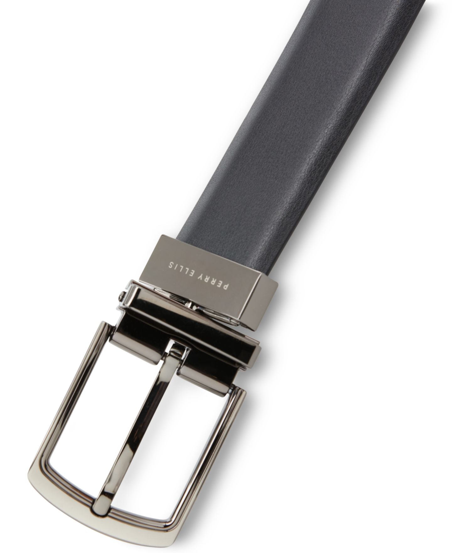 Мужской ремень Perry Ellis Portfolio Halfmoon Belt, цвет: Чёрный — фото 3
