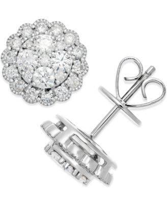 macys diamond halo cluster stud earrings