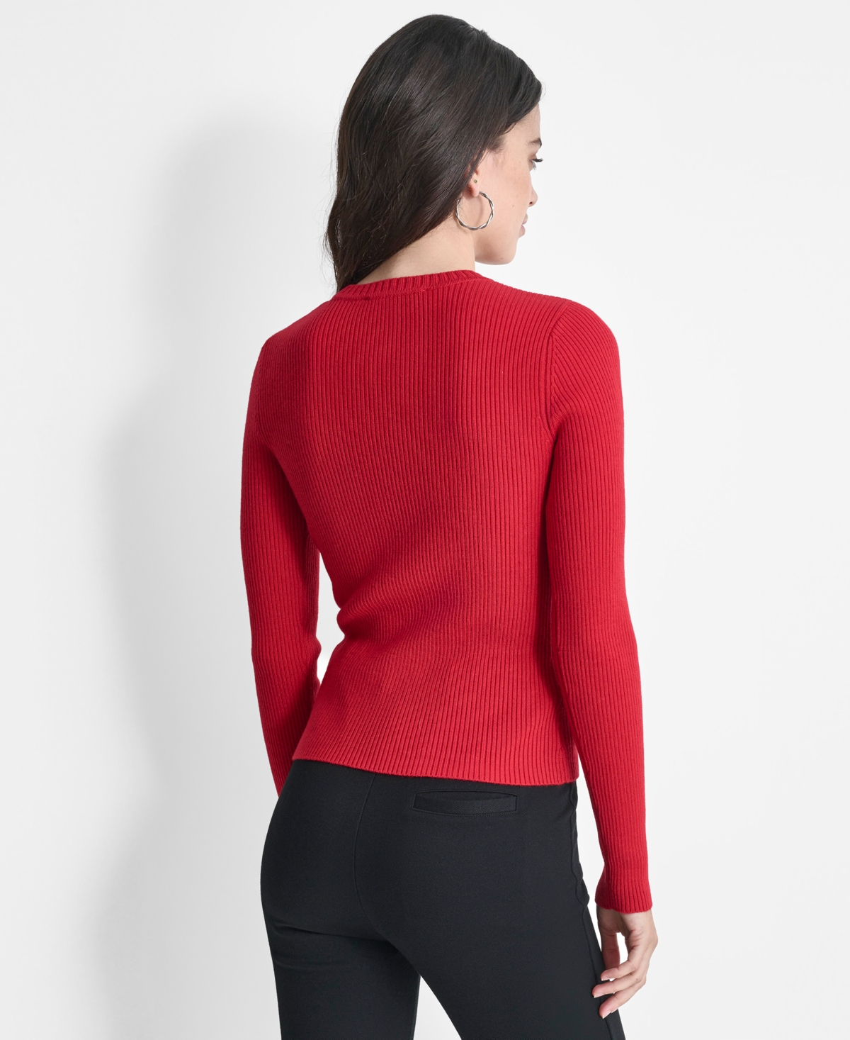Dkny Women's Ribbed Asymmetrical-Zip Sweater