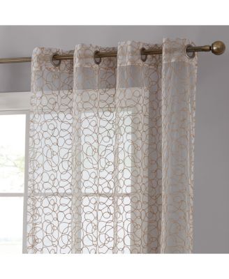 Audrey Embroidered Premium Soft Decorative Sheer Voile Light Filtering Grommet Window Treatment Curtain Drapery Panels for Bedroom & Living Room - Set of 2 Panels