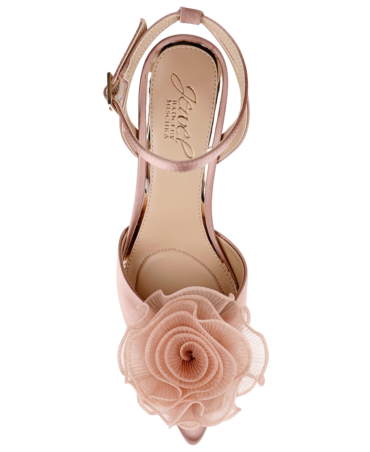 Jewel Badgley Mischka Women's Taylee Ankle Strap Flower Pumps In Black Satin