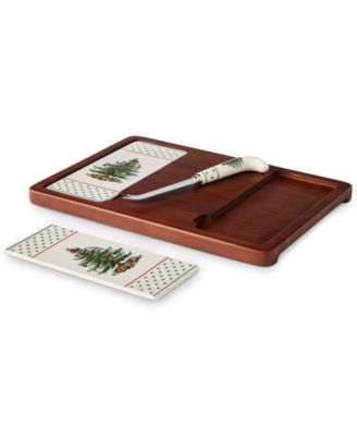 Christmas Tree Polka Dot Cheese Board & Knife Set