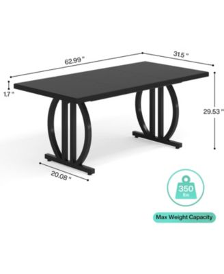 Executive Desk, 63 inch Large Modern Computer Desk with Metal Geometric Base, Conference Table for 4-6 People