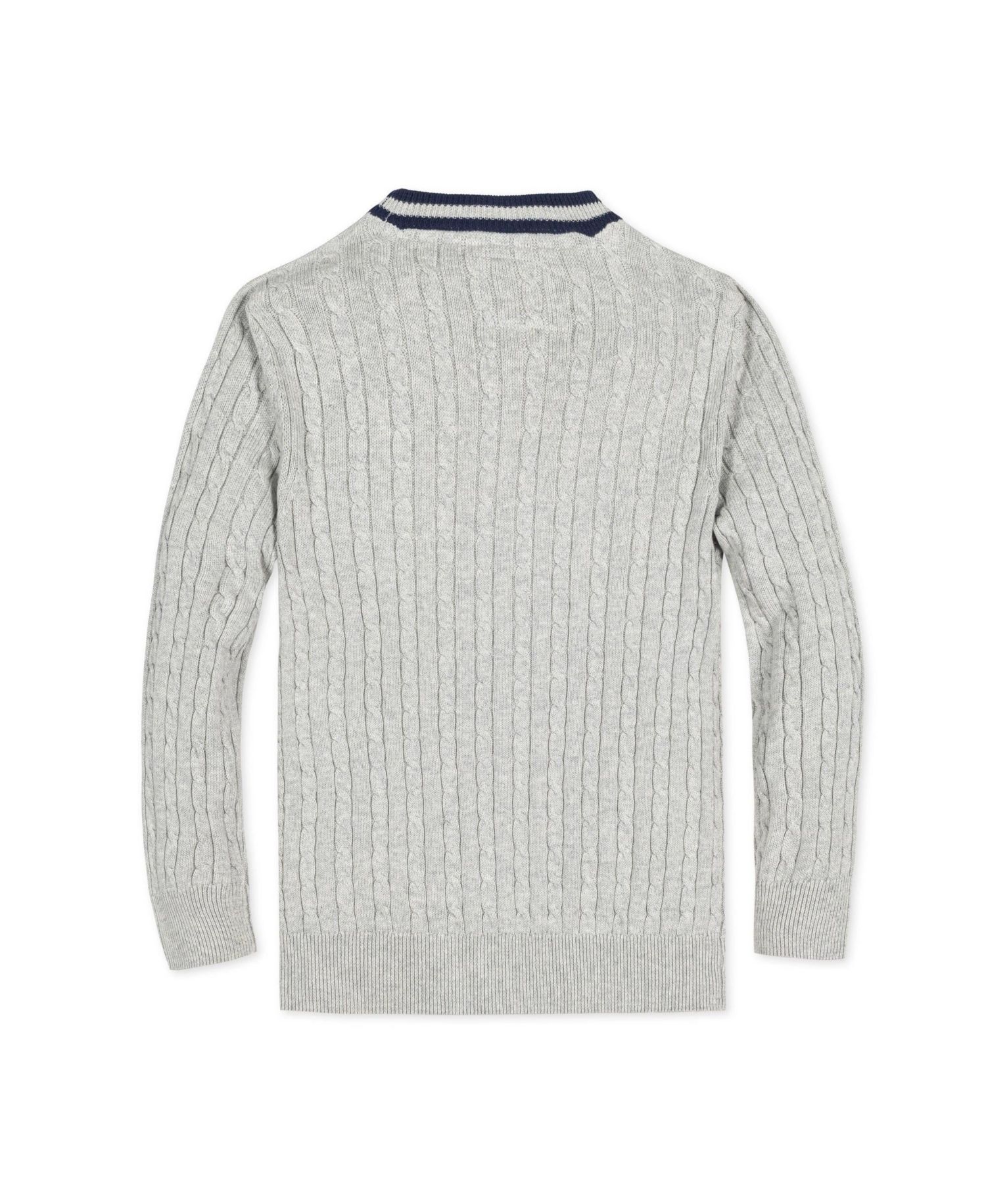 Baby Boys Hope and Henry Long Sleeve Cable Knit Cardigan Sweater with Stripe Trim