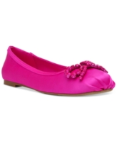 Wild Pair Essense Studded Bow Flats, Created for Macy's - Fuchsia Satin