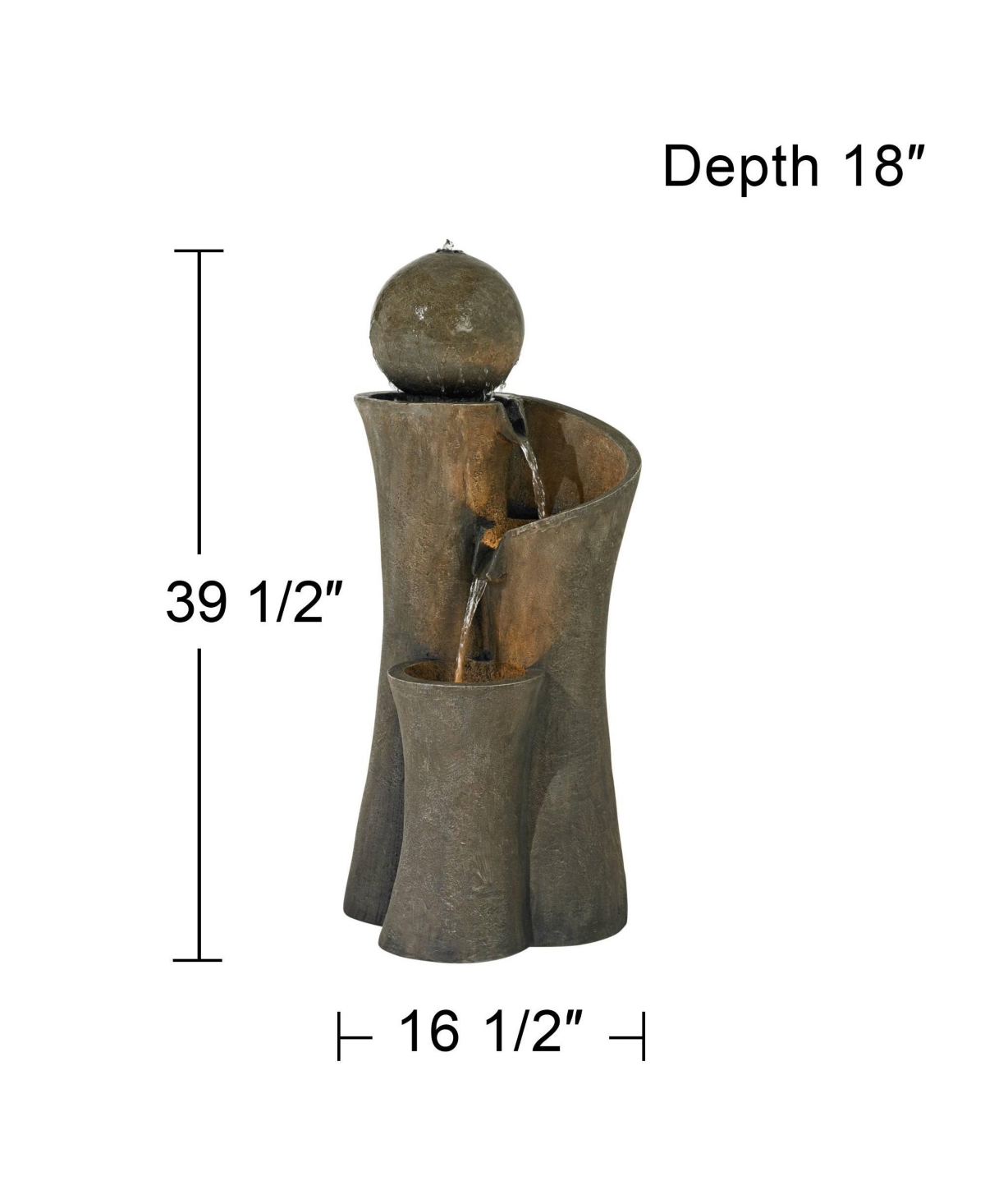 Modern Sphere Curve Zen Outdoor Floor Bubbler Water Fountain 39 1/2