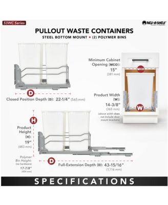 Double Pull Out Trash Can 35 Qt with Soft-Close, 53WC-1835SCDM-211