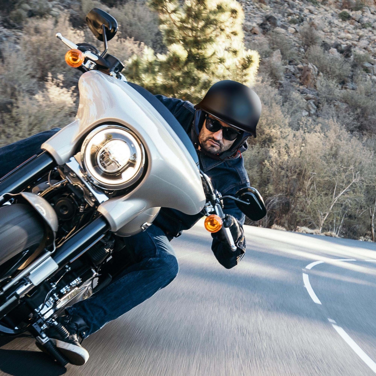 Ahr Run-g Dot German Style Motorcycle Half Helmet Open Face Cruiser Chopper Biker Skull Cap Helmet