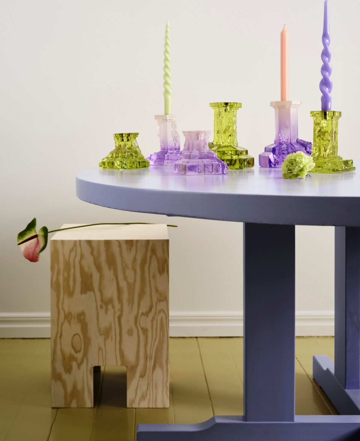 Kosta Boda Rocky Baroque Kryptonite Small Candlestick, 3.7" In Purple