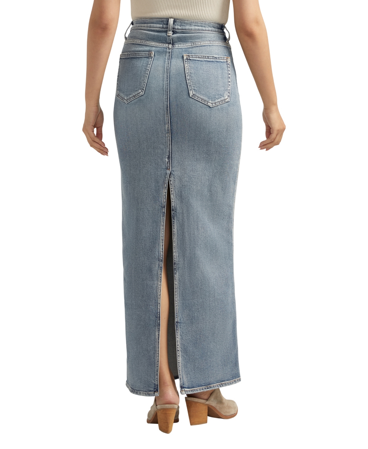 SILVER JEANS CO. WOMEN'S BACK-SLIT MAXI JEAN SKIRT 