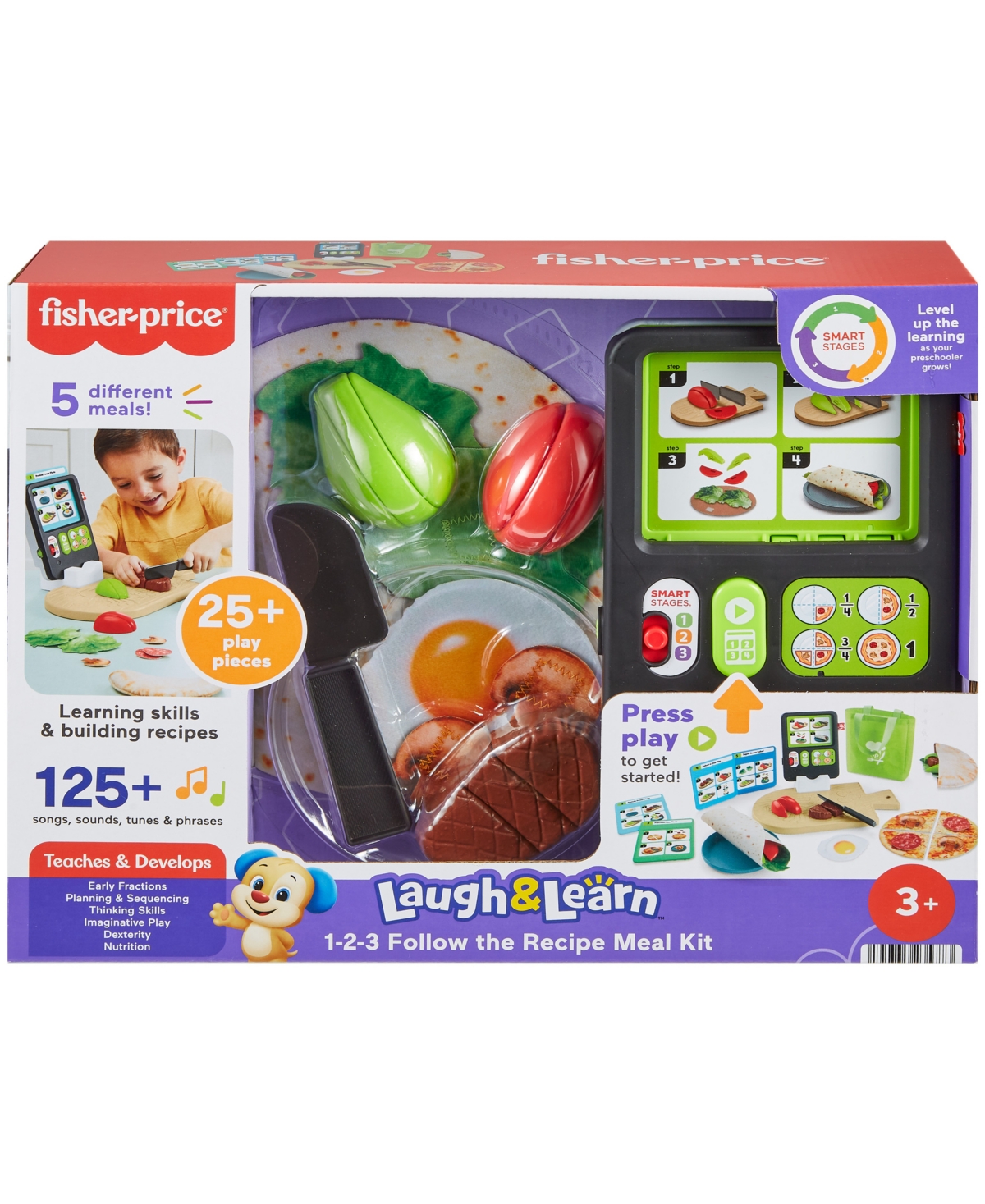 FISHER PRICE FISHER-PRICE LAUGH LEARN 123 FOLLOW THE RECIPE MEAL KIT PRESCHOOL PRETEND PLAYSET, 30 PIECES 