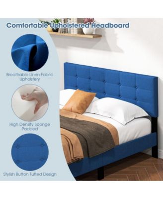 Queen Size Upholstered Platform Bed with Button Tufted Headboard