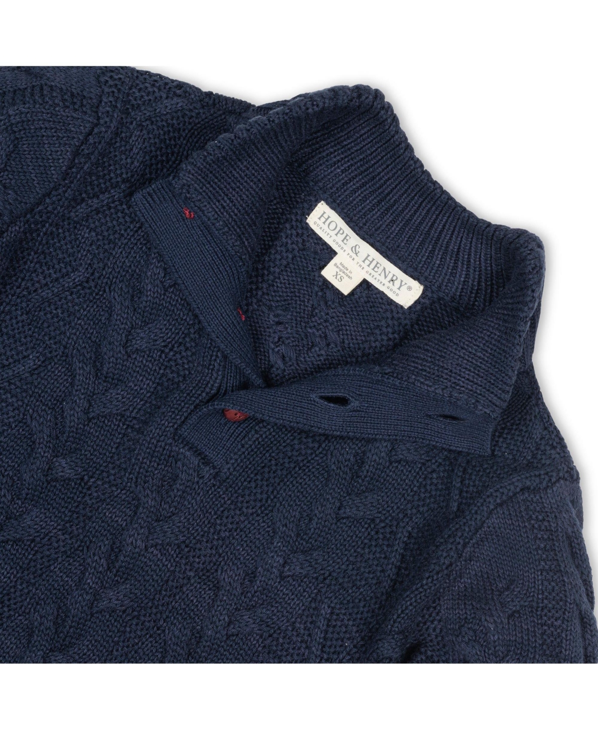 Hope & Henry Boys Organic Mock Neck Cable Sweater with Buttons