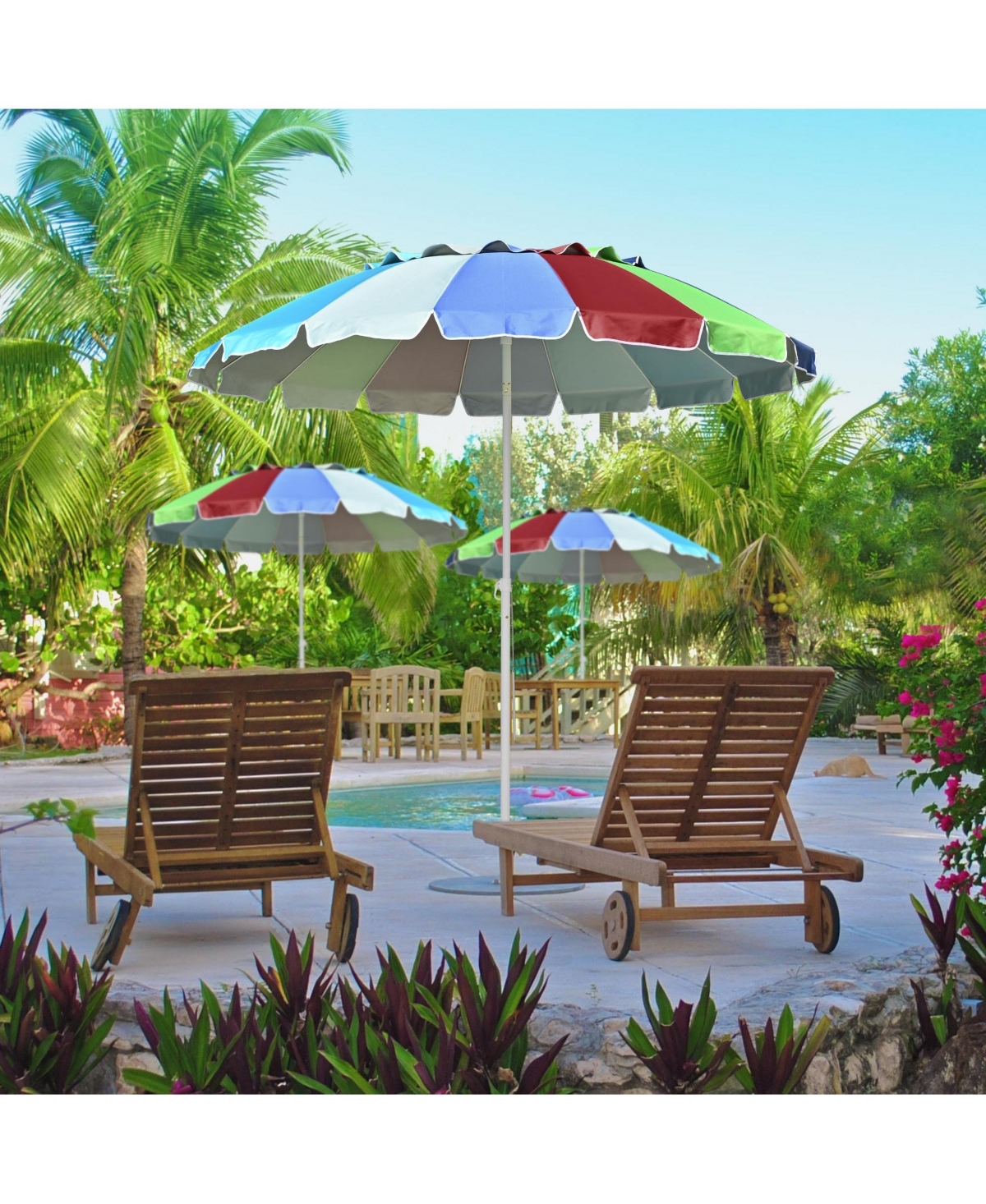 Yescom 8 Ft MetalBeach Patio Umbrella 16 Rib Tilt Market Table Sunshade 4 Pack - Rainbow