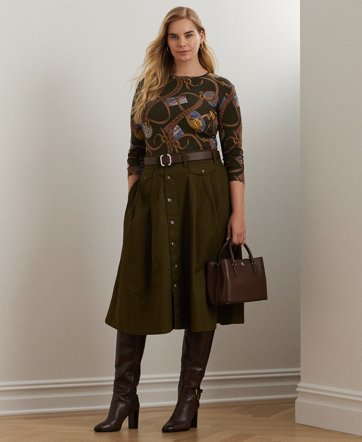Lauren Ralph Lauren Plus Size Printed Long-Sleeve Tee