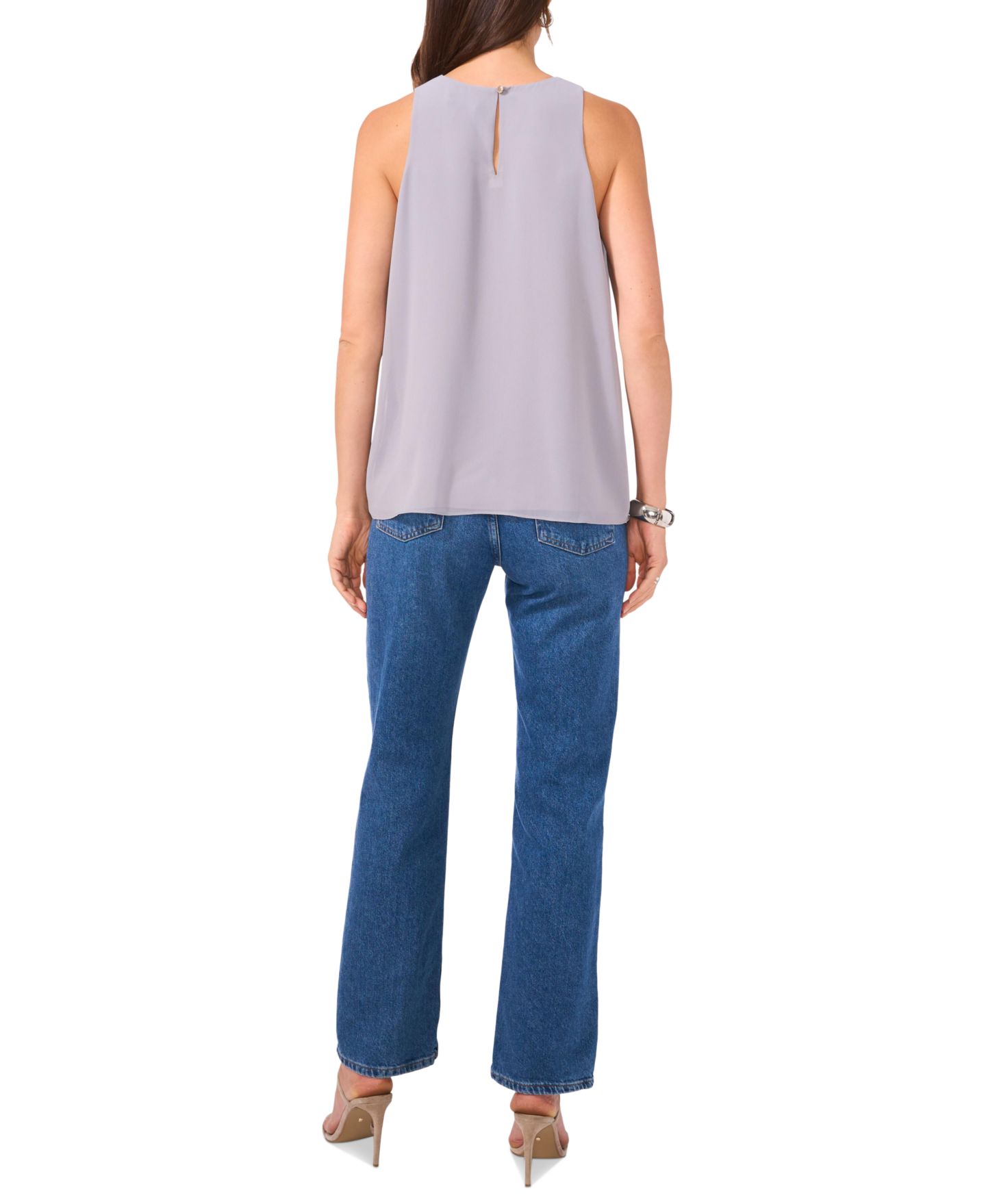 Женский топ Vince Camuto Crewneck Sleeveless Embellished, цвет: Серый — фото 4