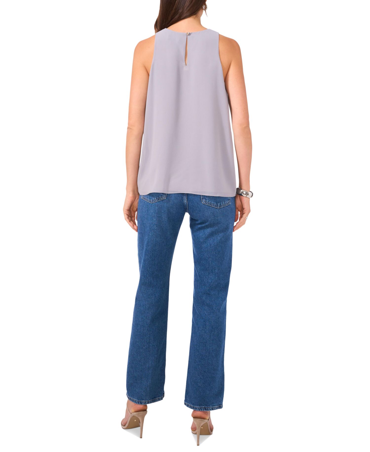 Women's Crewneck Sleeveless Embellished Top