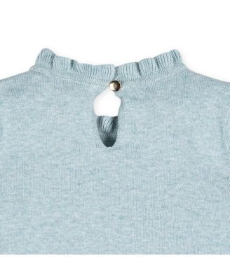 Baby Girls Puff Sleeve Ruffle Edge Sweater