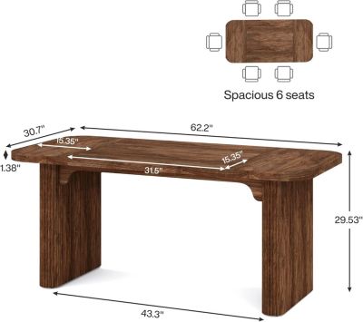 Modern Executive Office Desk, 62-Inch Large Wood Computer Desk, Aesthetic Workstations with Double Pedestal, Writing Table Work Desk for Home Office (Easy to Assemble)