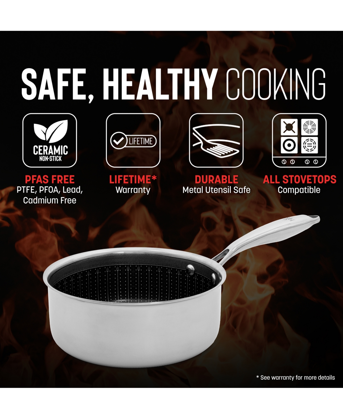 HELL'S KITCHEN CERAMIC HYBRID 2.5-QT SAUCEPAN & LID 