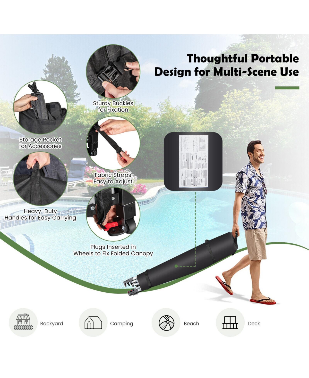 Givimo 10 x 20 Feet Outdoor Pop-Up Patio Folding Canopy Tent