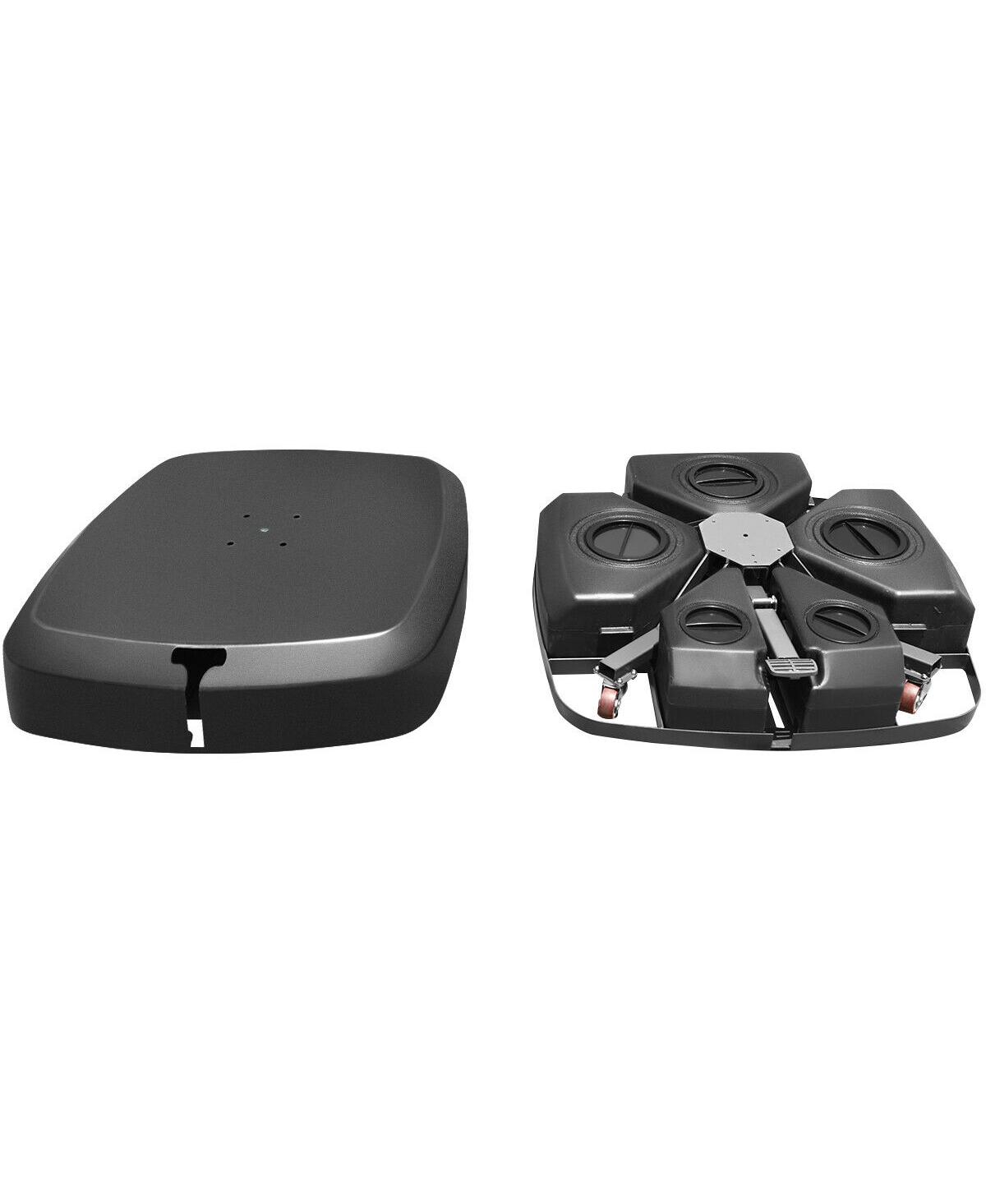 Patio Cantilever Offset Umbrella Base with Wheels for Garden Poolside Deck - Black