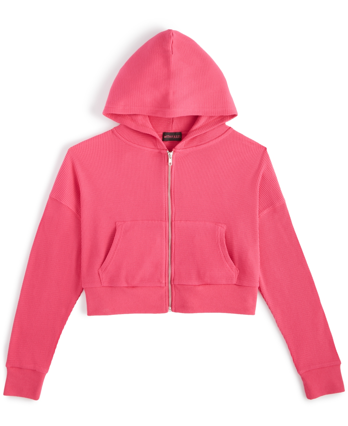 Shop With Jules Big Girls Hooded Waffle Zip-up Hoodie In Natural