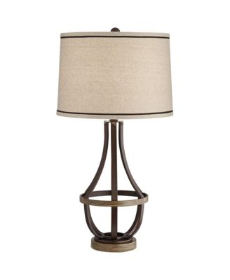 Louanne Industrial Table Lamp 29" Tall Oil Rubbed Bronze Metal Burlap Linen Drum Shade for BBedroom Living Room Bedside Nightstand
