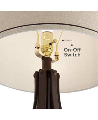 Louanne Industrial Table Lamp 29" Tall Oil Rubbed Bronze Metal Burlap Linen Drum Shade for BBedroom Living Room Bedside Nightstand