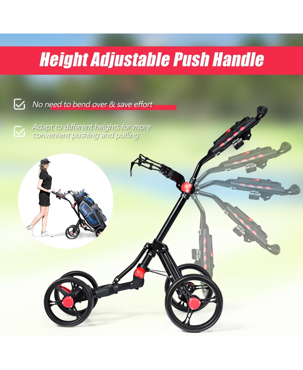 Givimo 4 Wheel Folding Golf Pull Push Cart Trolley