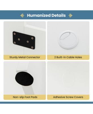 Large Modern L-shaped Computer Desk with 2 Cable Holes and 2 Storage Shelves