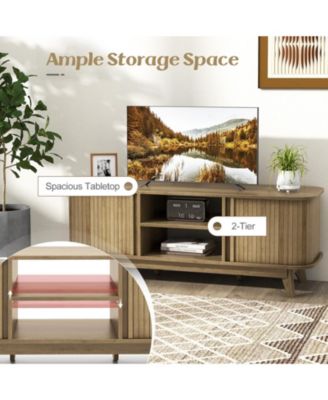 TV Stand for 55-Inch TV Media Console Table with Dual Sliding Doors