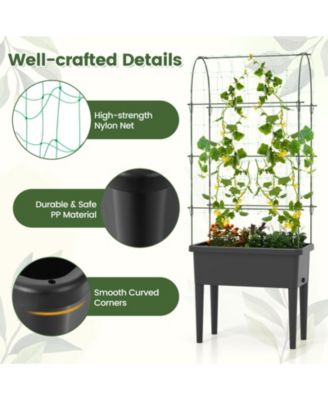Self-watering Raised Garden Bed Elevated Planter with Climbing Trellis