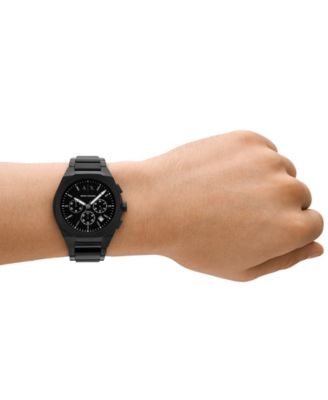Men's Sync Quartz Chronograph Black Stainless Steel Watch 42MM