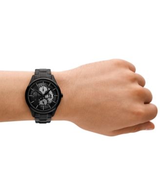 Men's Quartz Multifunction Black Stainless Steel 42MM