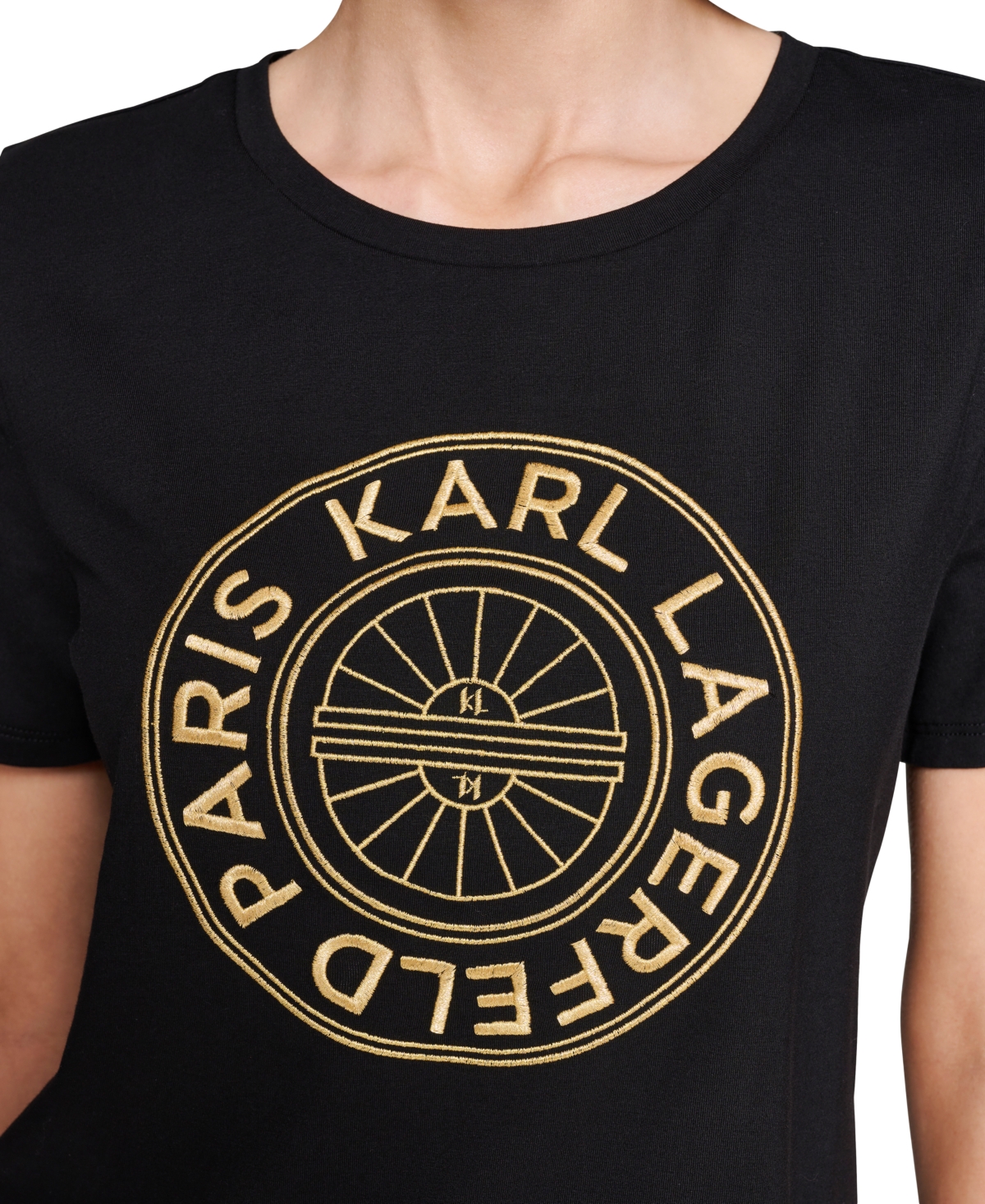 Karl Lagerfeld Paris Women's Graphic T-Shirt - Black  Gold