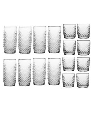 Anchor Hocking 16 Piece Cross-Hatch Drinkware Set - Macy's