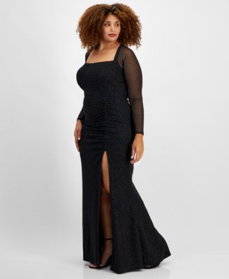 Trendy Plus Size Glittered Ruched Gown