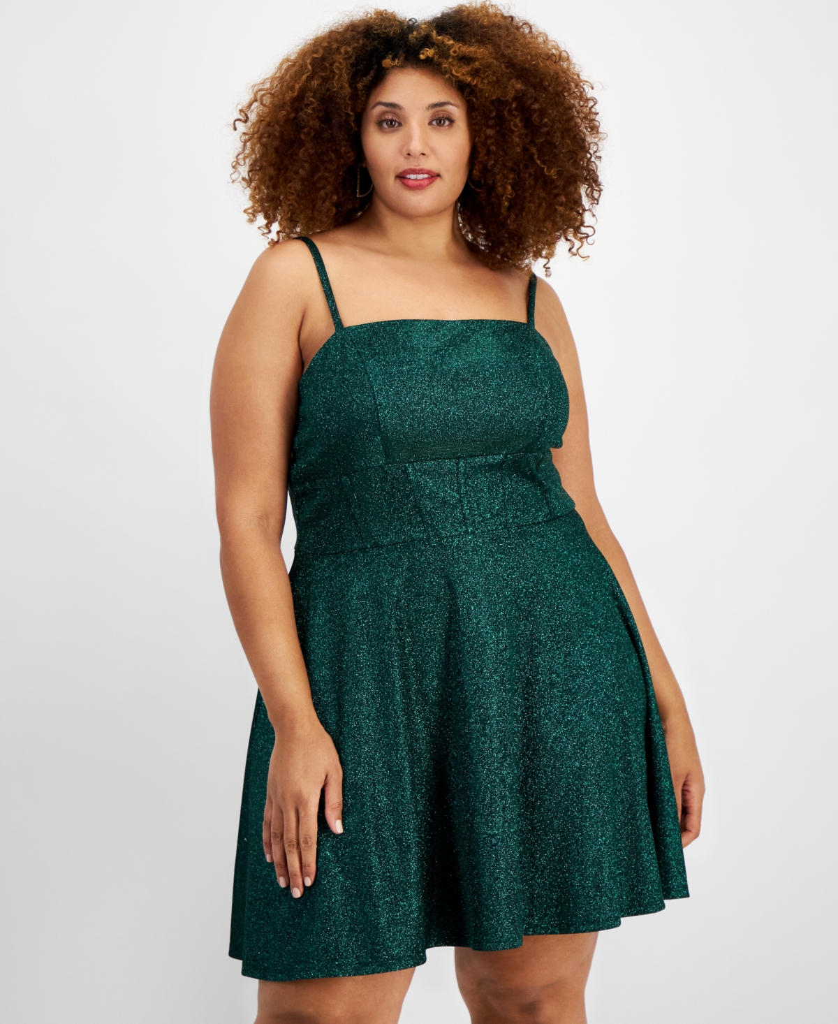 City Studios Trendy Plus Size Glittered Fit & Flare Dress