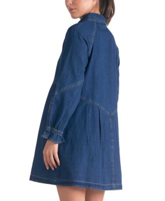 knee length dresses for ladies The Drapey Denim Mini Dress