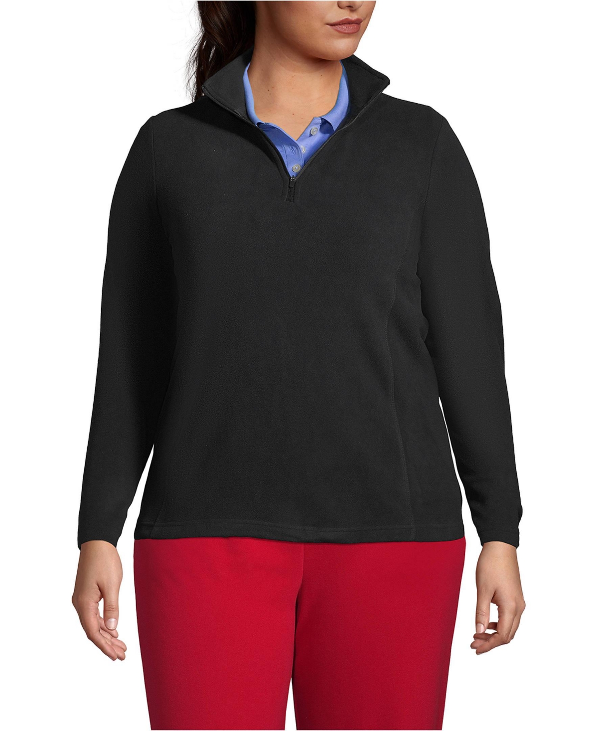 Lands' End Plus Size Thermacheck 100 Fleece Quarter Zip Pullover Top