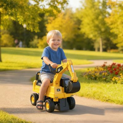 CAT Licensed Excavator Ride-on Toy for Kids w/ Manual Shovel,