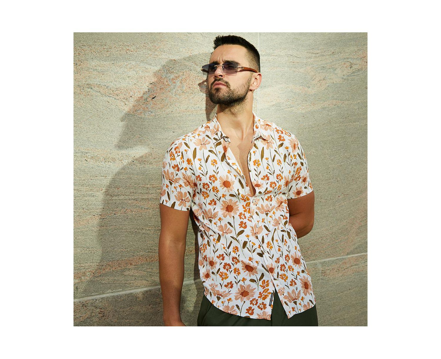 Men's Orange Flower Shirt