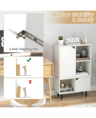 Stackable Bookcase with Adjustable Shelf and Cubes